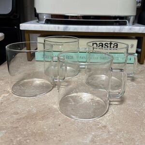 Set of 4 Clear Glass Coffee Mugs